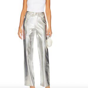 WeWoreWhat Silver Mirror Straight Leg Pants